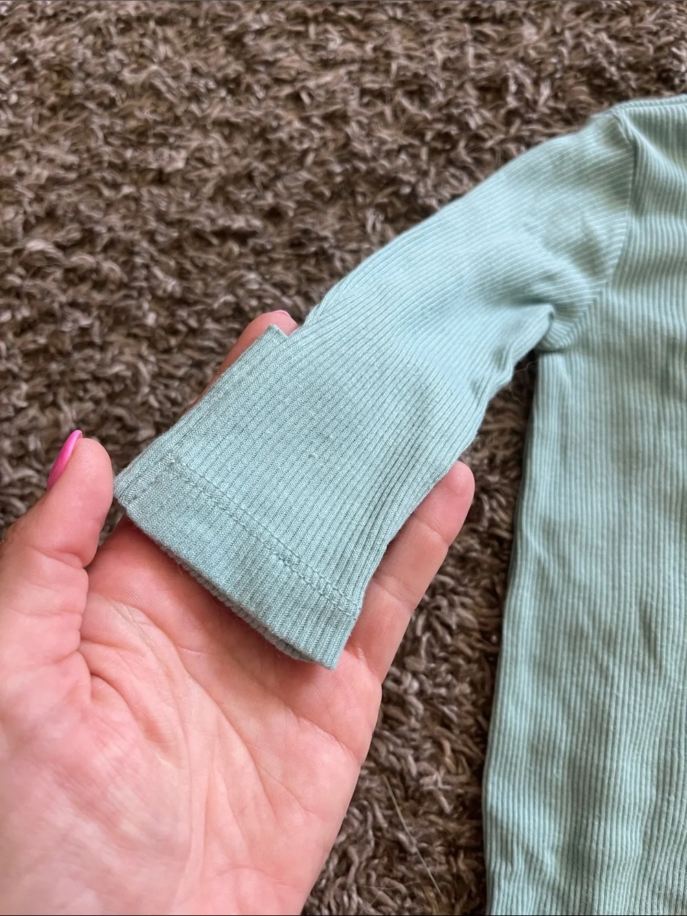 Nike Sage Green 3 Month Ribbed Footed One-Piece with Yellow Logo